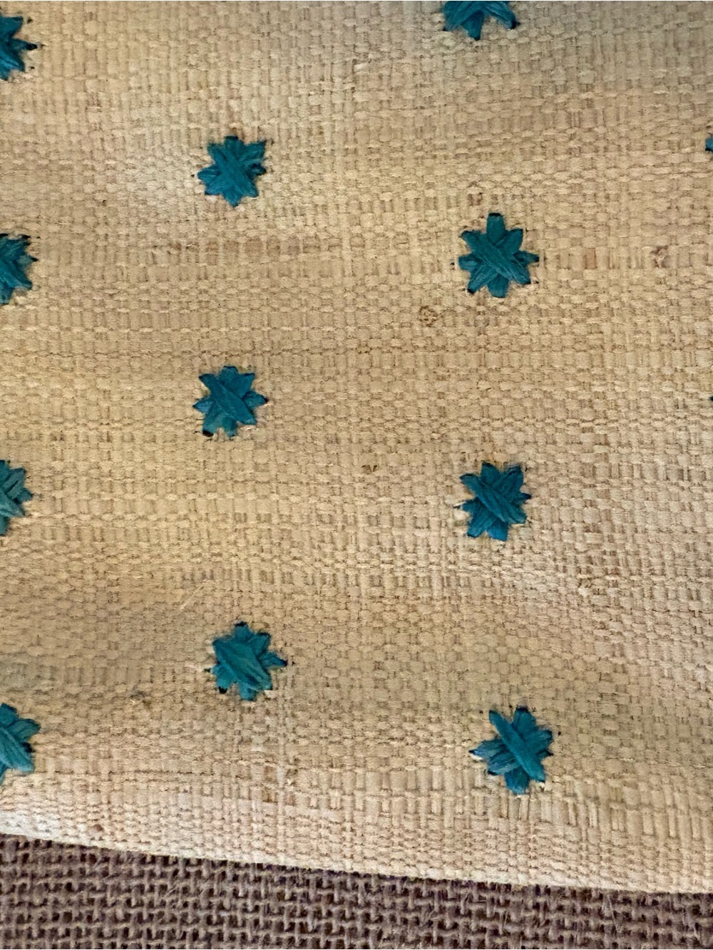 Mar Y Sol Raffia Clutch Natural Teal Embroidered Pom Pom Handmade Madagascar - Picture 9 of 15